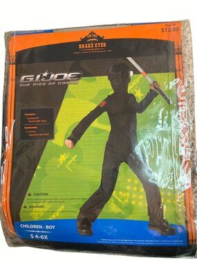 GI Joe Snake eyes Halloween Costume Boys Sm 4-6X